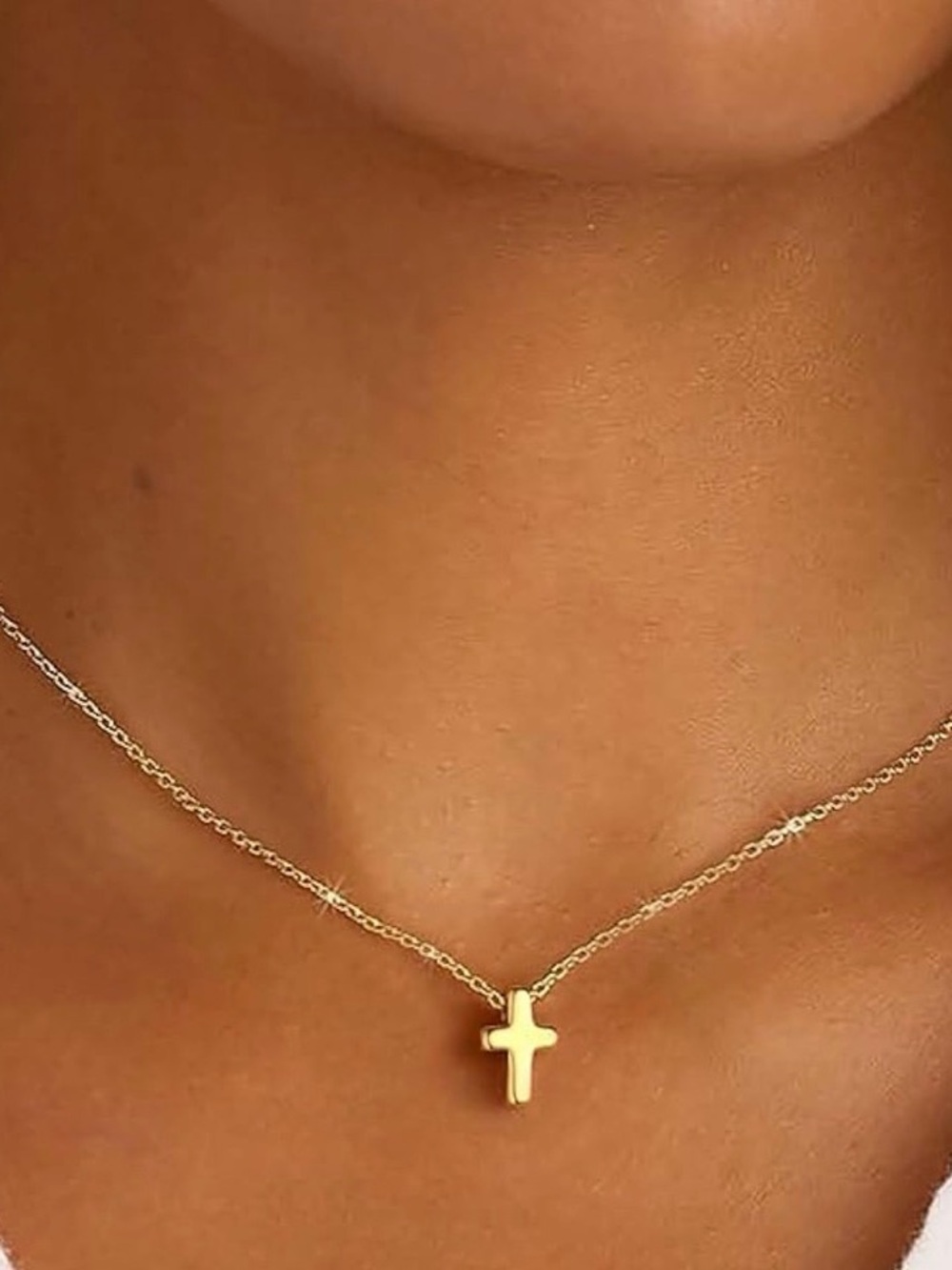Delicate Gold Cross Pendant Necklace - Women Jewelry